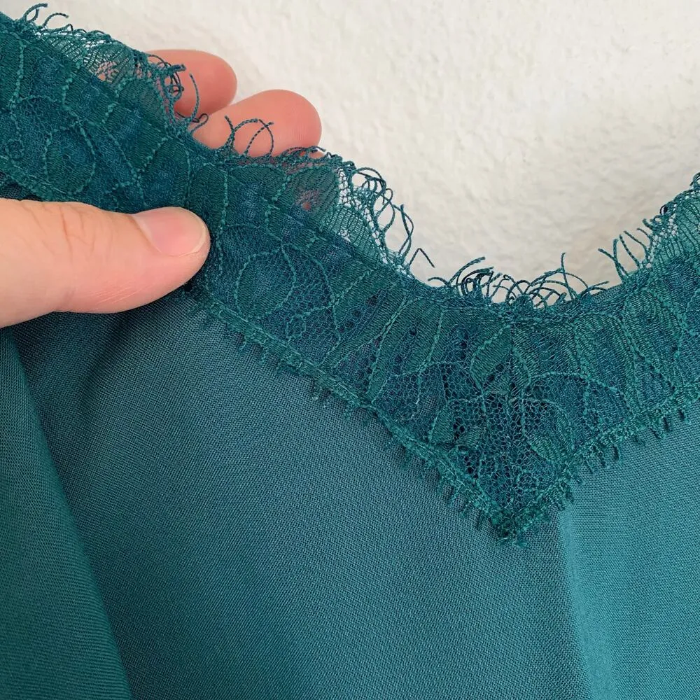 Abercrombie & Fitch Eyelash Lace Cami in Teal Blue - Image 3