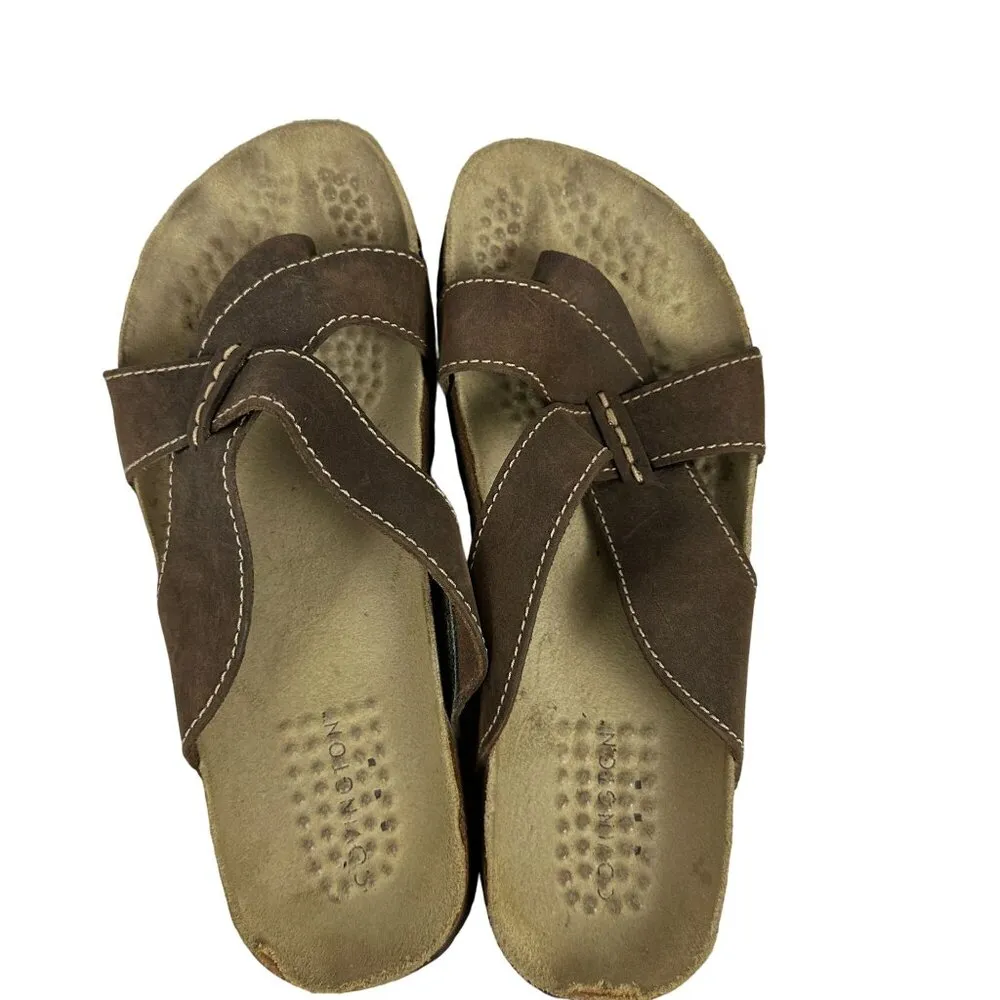 Covington Womens Brown Leather Slide Sandals Size 7 - Image 4