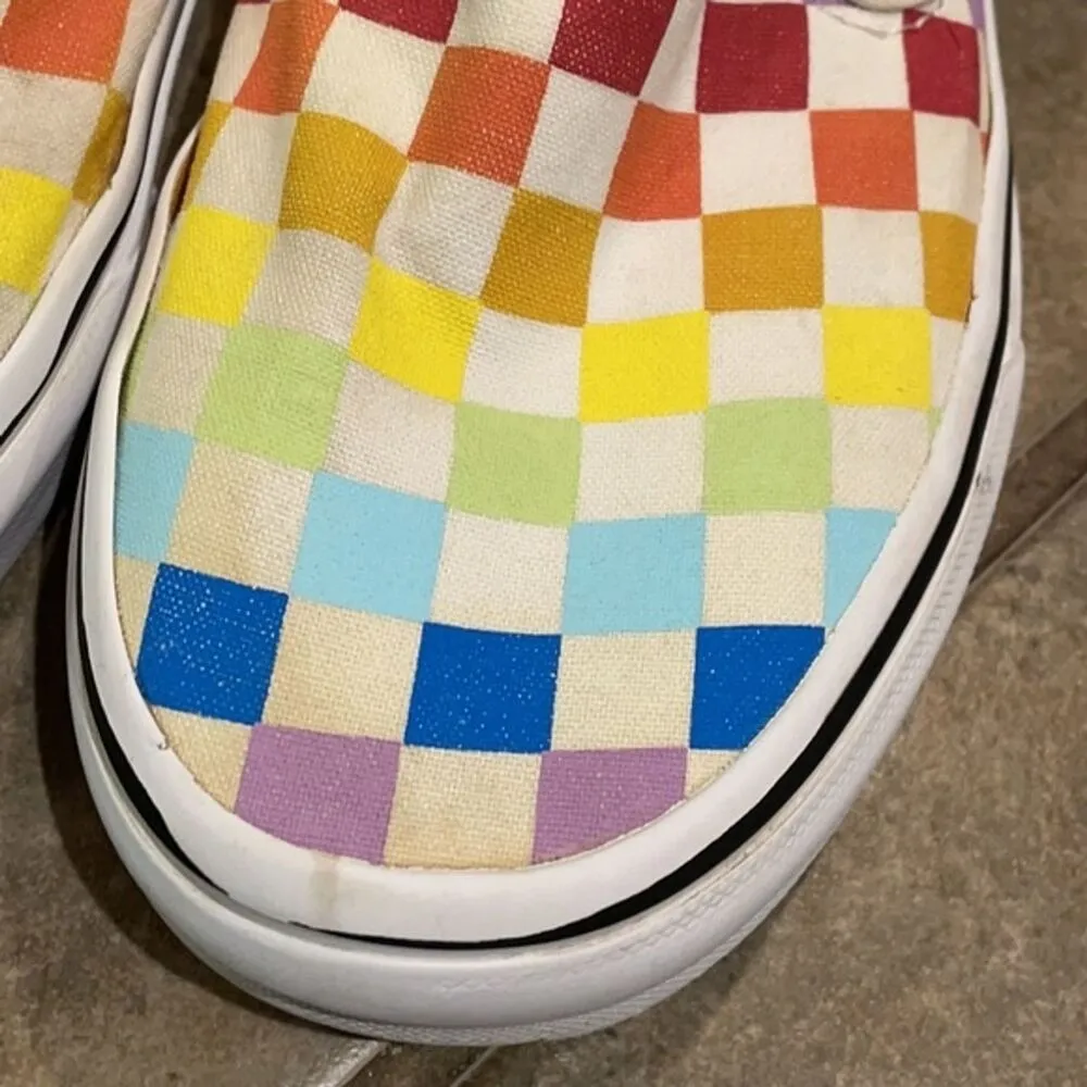 Vans Rainbow Checkerboard Slip-on Sneakers Unisex Size M4 W 5.5 500714 - Image 10