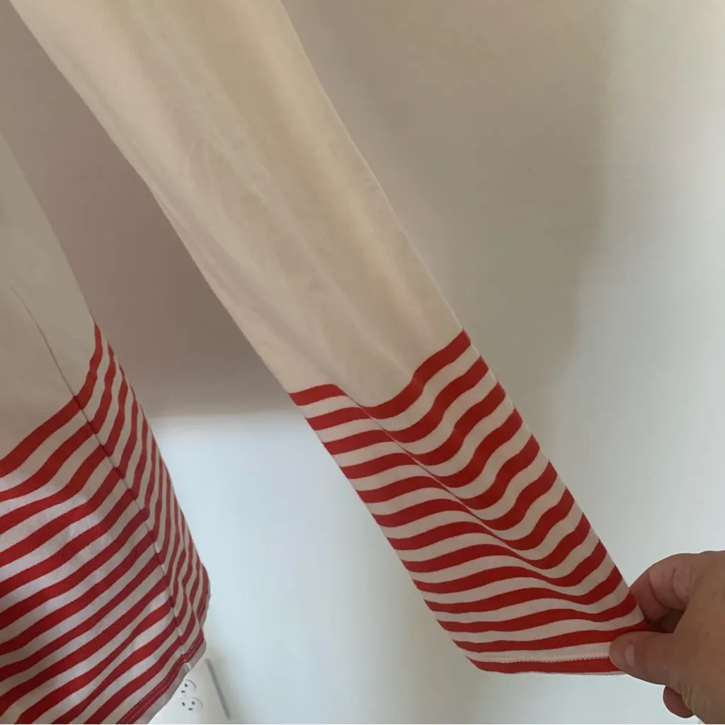 EUC Talbots Petite Red White Nautical Hoodie Kangaroo Pocket Sweatshirt Size SP - Image 7