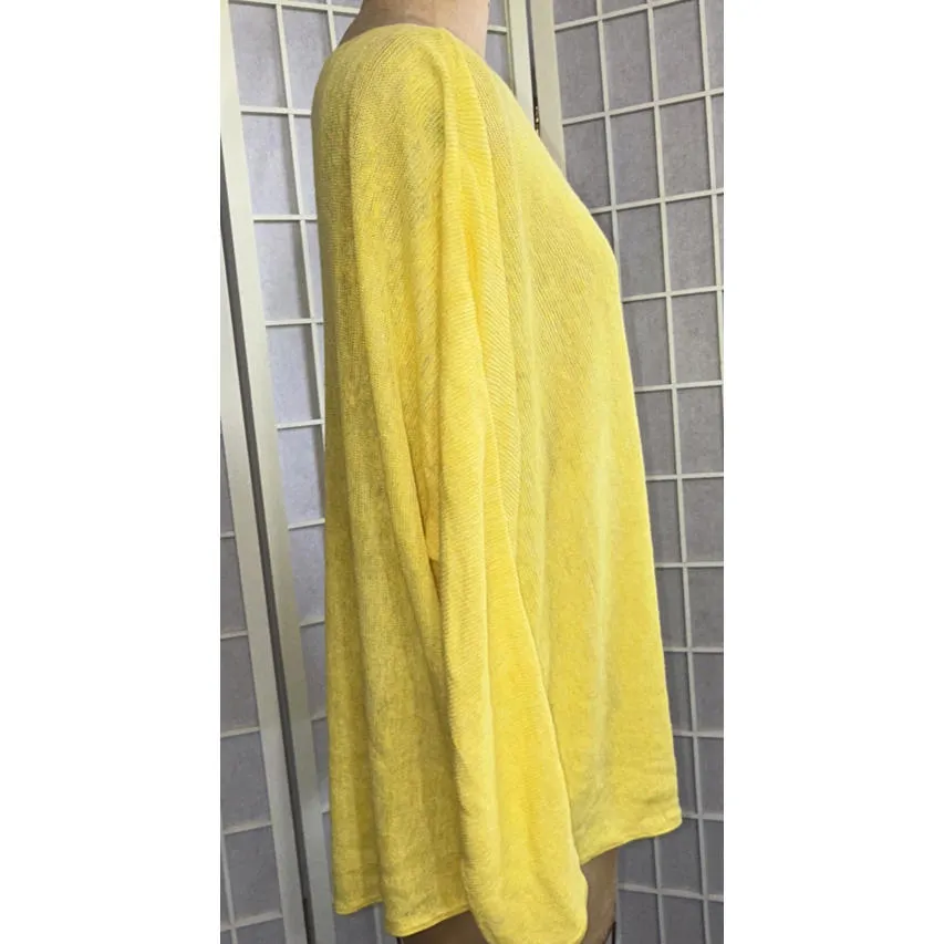 Eileen Fisher Organic Linen Yellow Boxy Top Luxury Boatneck Tunic Casual Medium - Image 8
