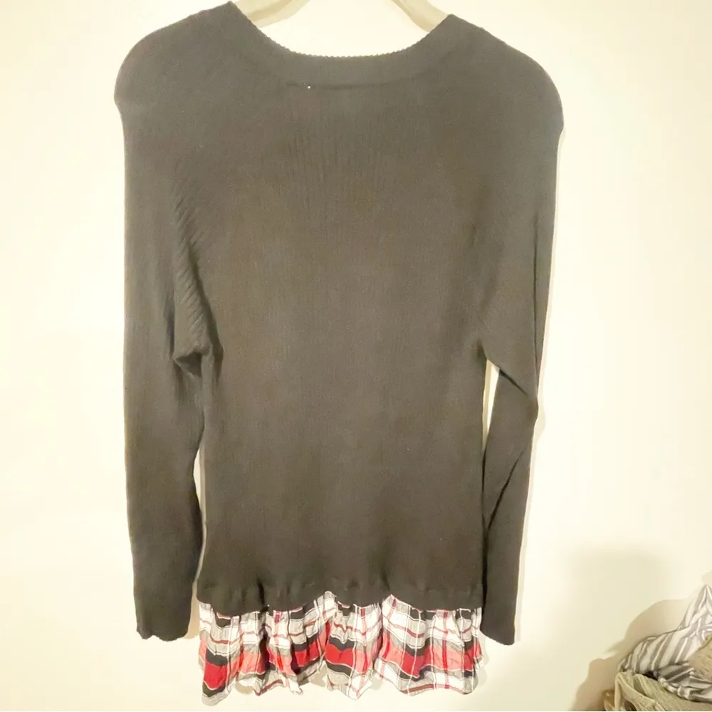 Torrid Plus Size 1X Black Red Plaid Trim Ribbed Pullover Sweater Punk Gothic - Image 7