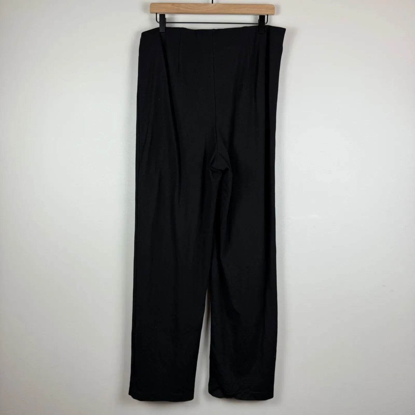 Eloquii Pants Women's 16 Black Stretch Slit Wide Leg Pull-On Trousers Classic - Image 3