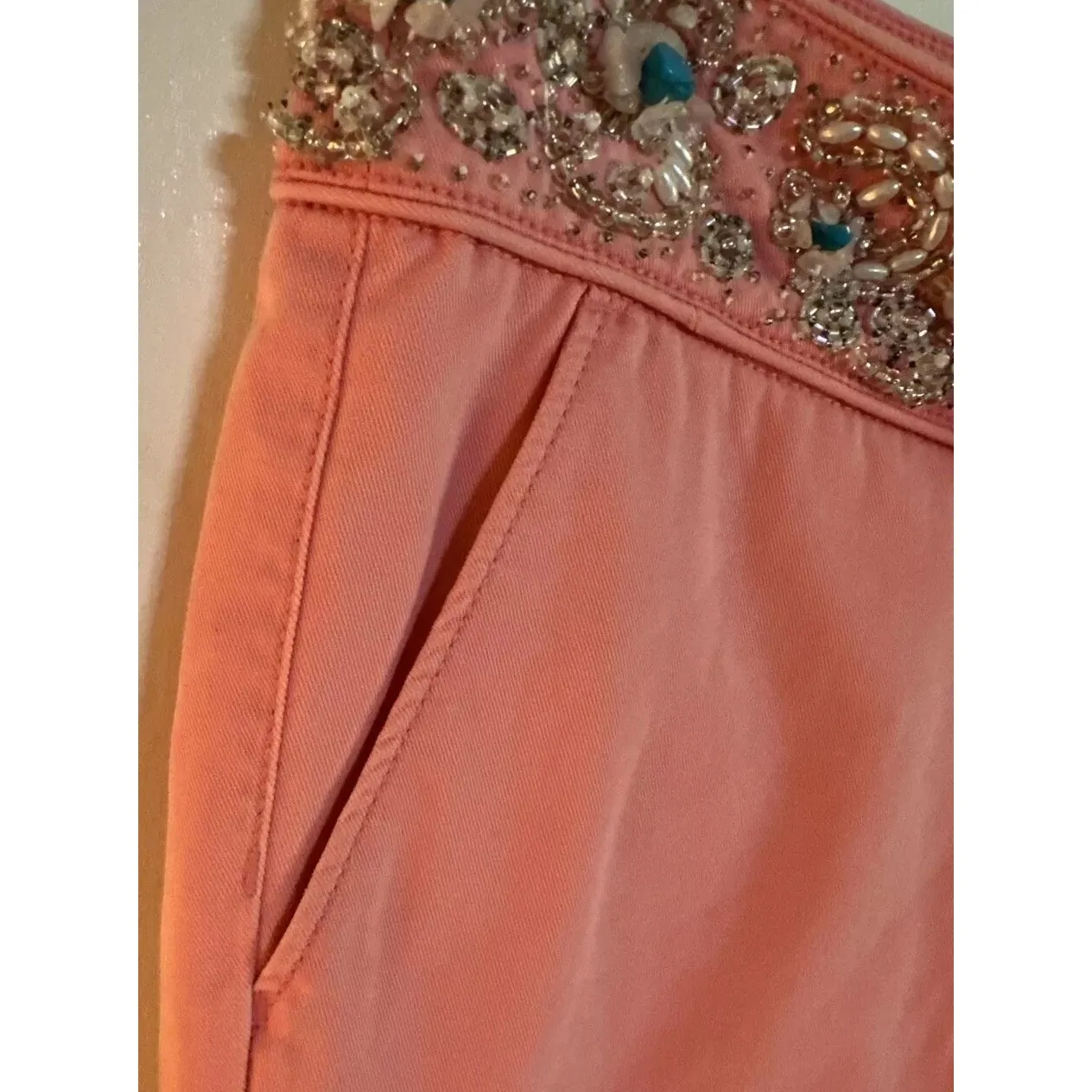 Twill Twenty Two Women's Powder Pastel‎ Pink Wide Leg Capri Pants Size 28 - Image 4