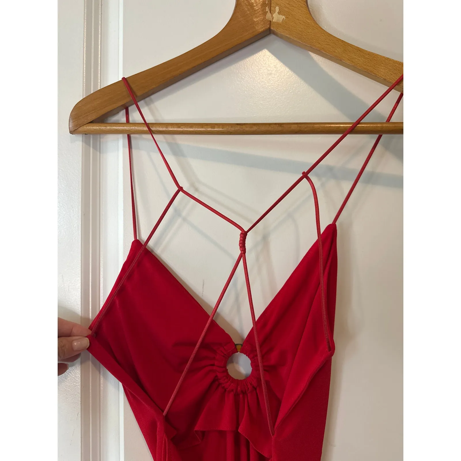 Musier Paris Red Iraklia Strappy Backless Midi Dress Size 6 FR38 - Image 9