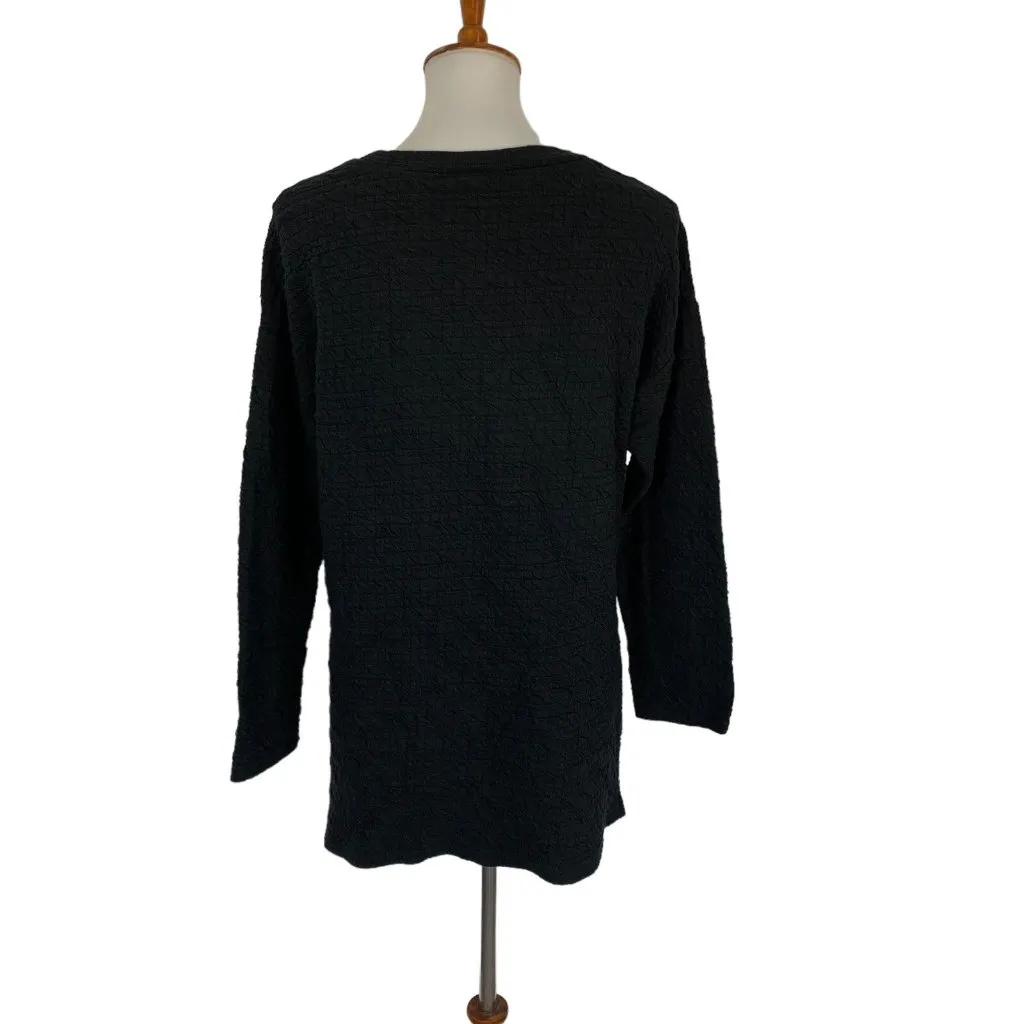 Zara Black Long Sleeve Top Medium Minimalist Workwear Casual Layer Streetwear - Image 3