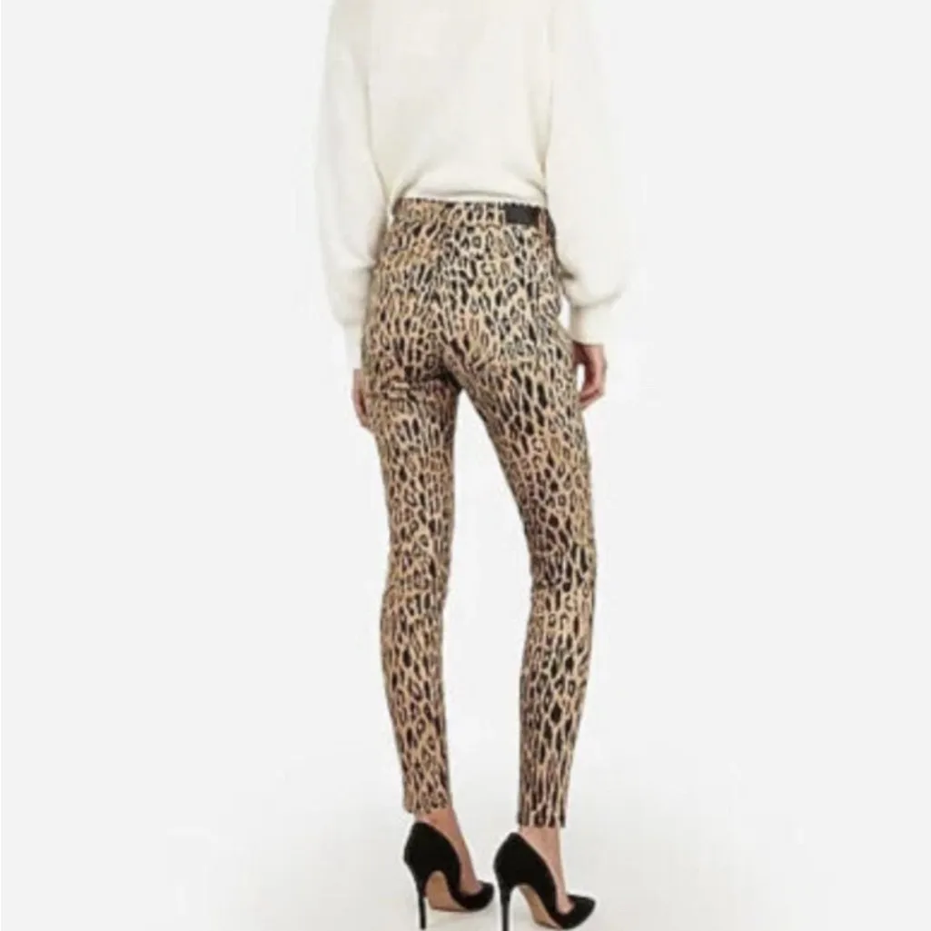 Express Ankle Legging Tan and Black High Rise Leopard Jeans. - Image 2