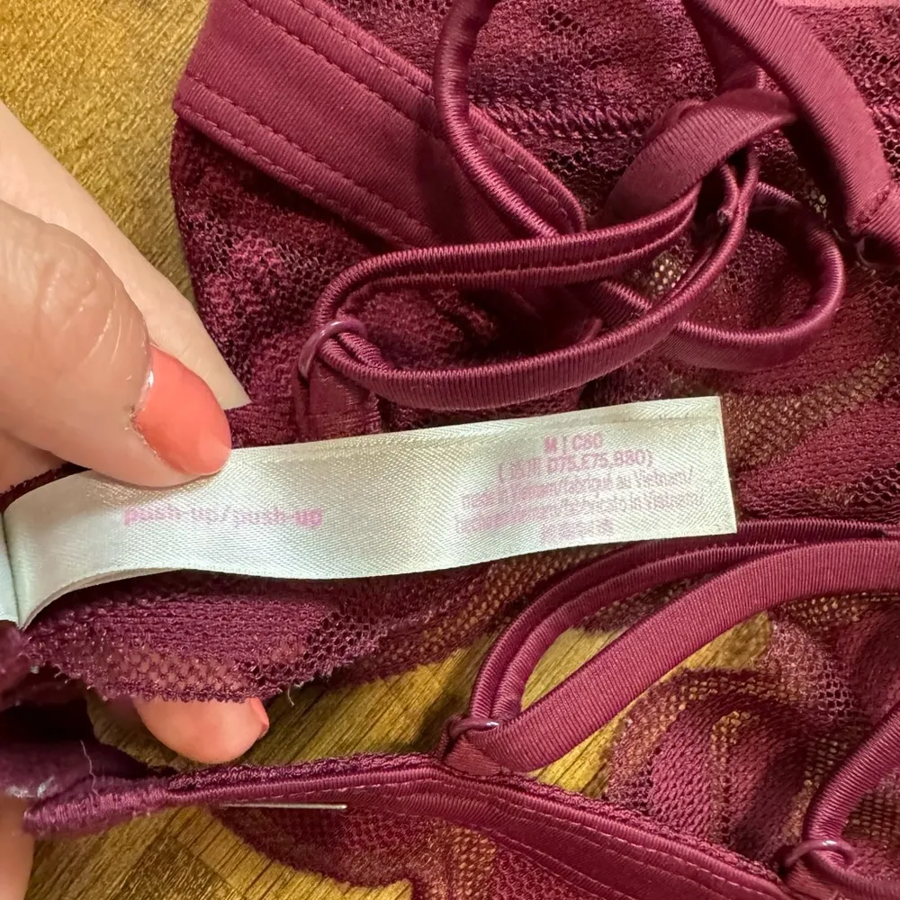 PINK Victoria’s Secret Pushup Bralette Bra Sz Medium Lace Trim Longline - Image 10