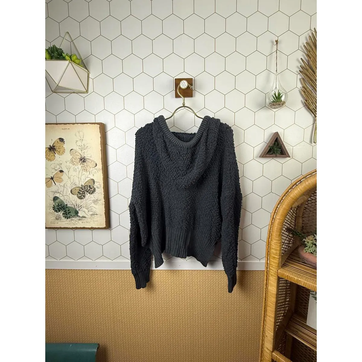 POL Dark Gray Hooded Popcorn Pullover Sweater - Size - Small - Image 4