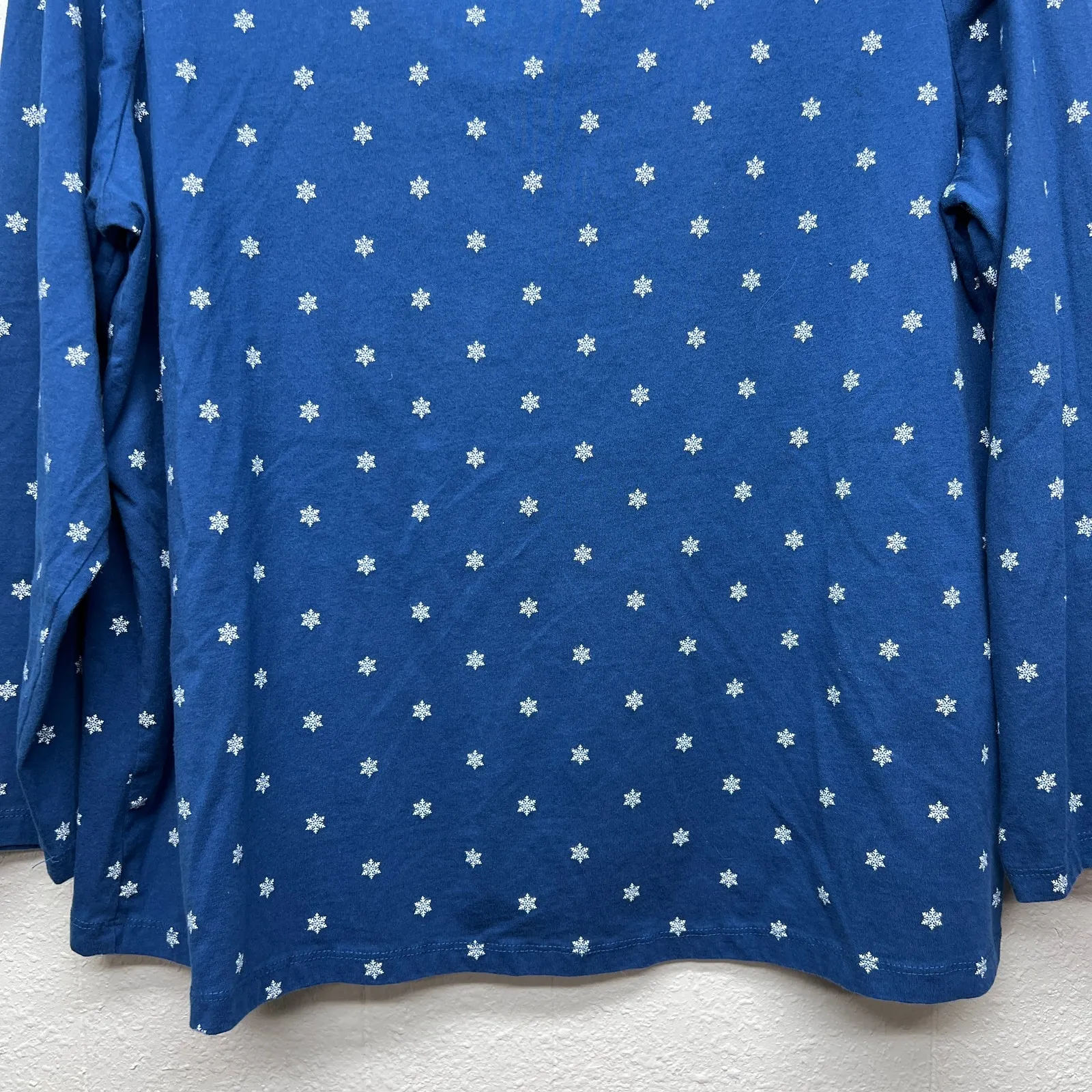 CJ Banks Snowflake Printed Top Womens 1X 100% Cotton Sustainable Everyday Wear Blue - Image 4