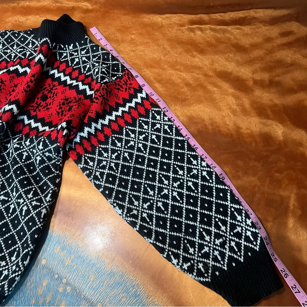 Vintage American Pride Nordic Print Sweater Large USA Black red white acrylic - Image 10