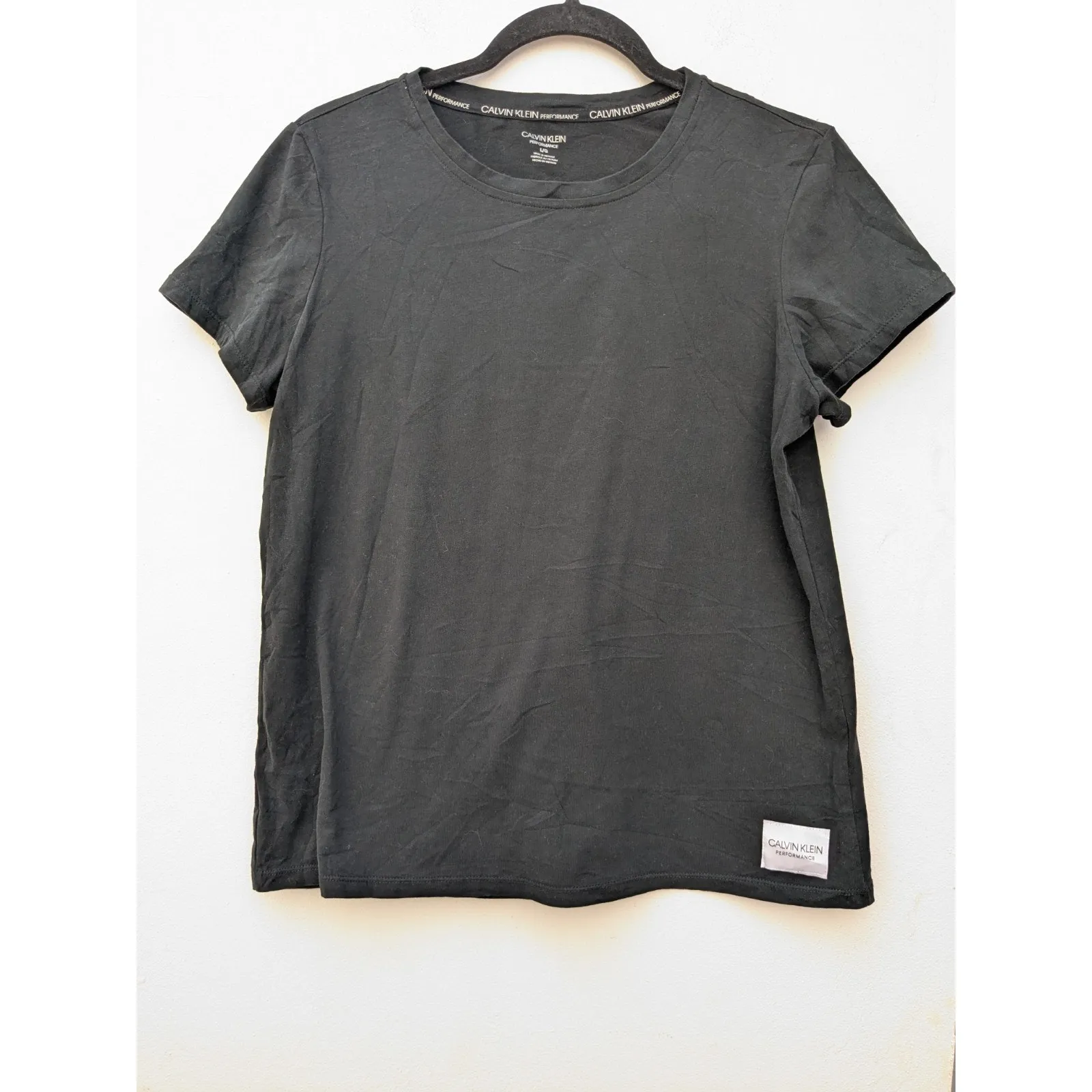 Calvin Klein Women's Basic Tee Shirt Performance Black/White Size Large - Image 2
