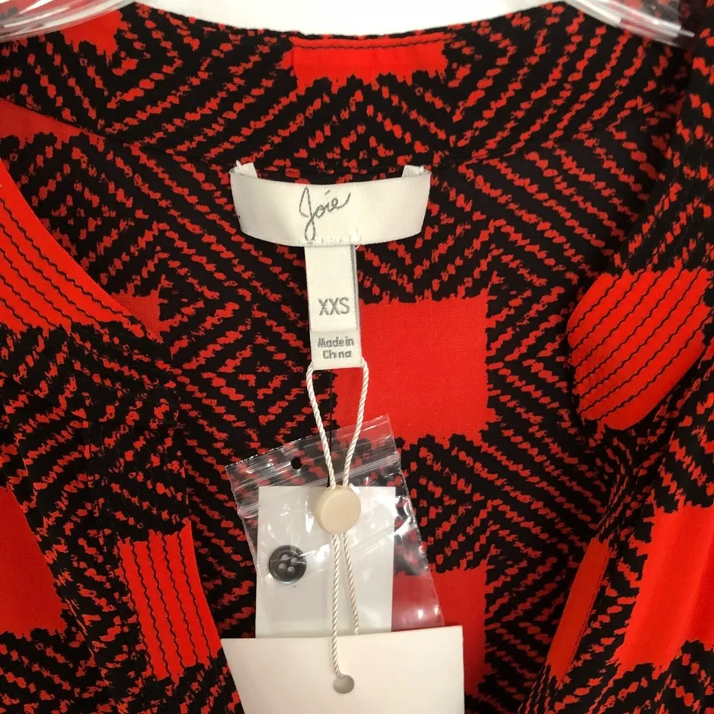 Joie Nias Desert Rose Plaid Blouse Size XXS - Image 4