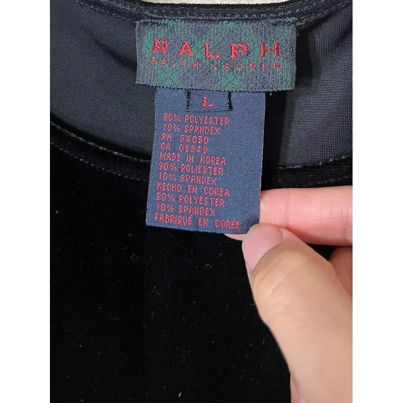 Ralph Lauren Dress Size S Black Vintage Maxi Velvet Short Sleeve Classic Elegant - Image 4