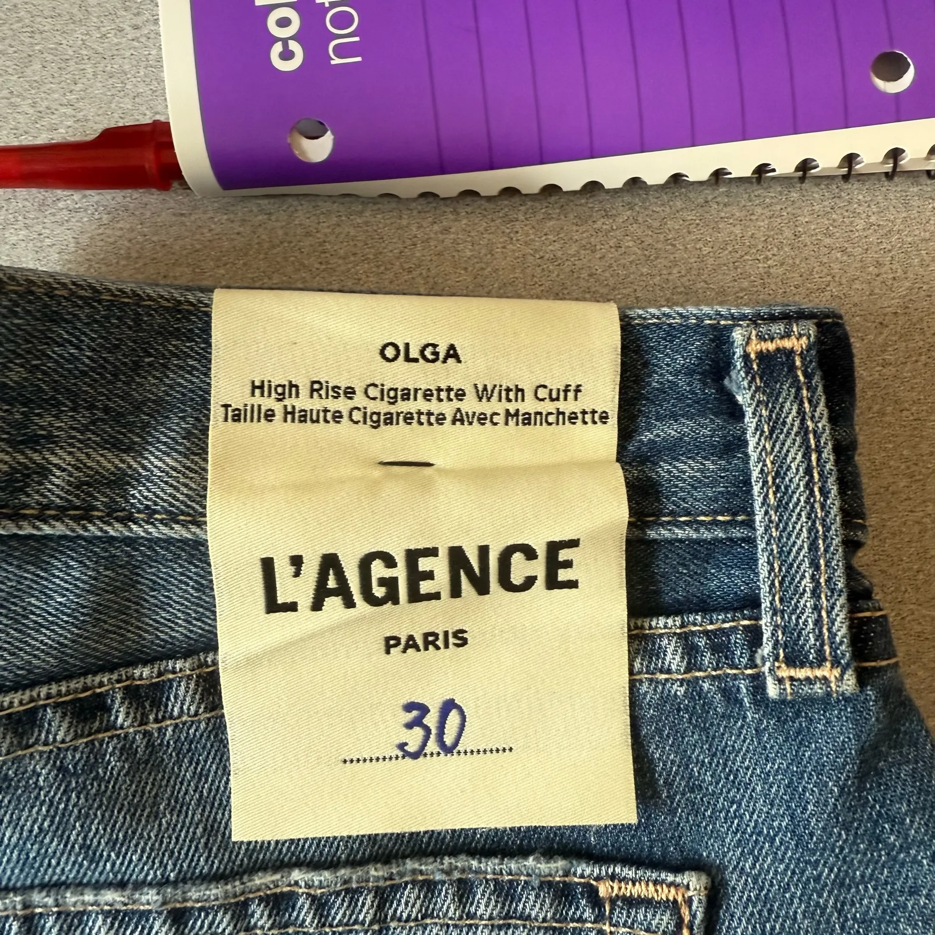 L' Agence Olga High Rise Cuffed Cigarette Jeans in Amarillo. Size 30 - Image 7