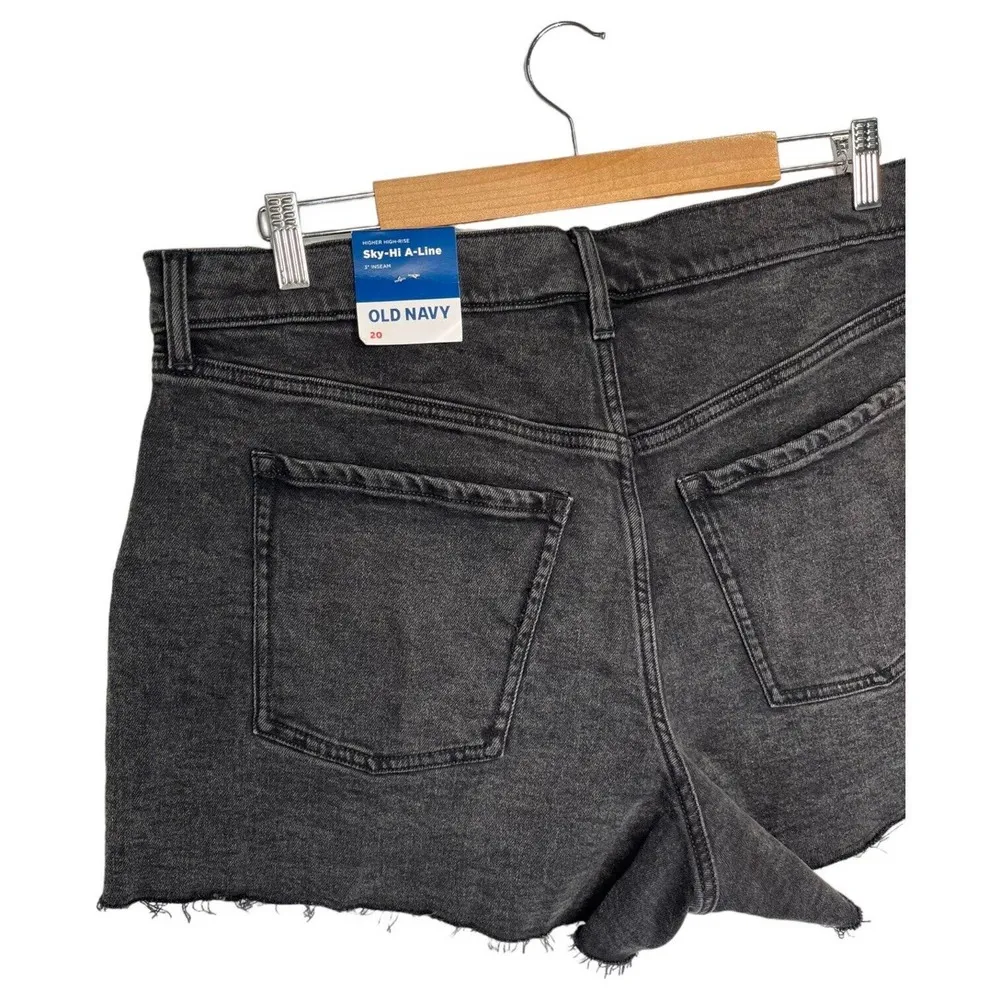 New Old Navy Shorts Womens 20 High Waist Button Fly Sky Hi A Line Cut Off Black - Image 10
