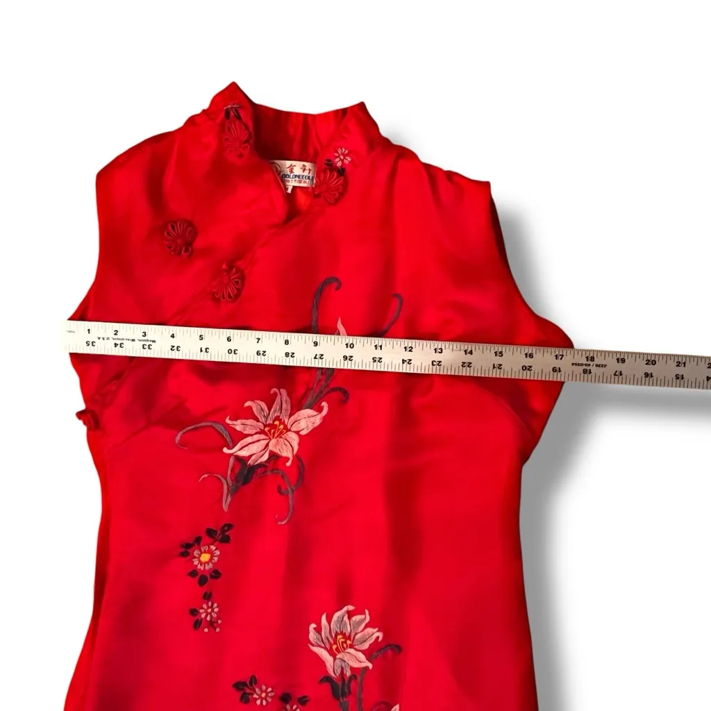 Tailor Made Traditional Chinese Qipao Goldneedle Sz 34 Embroidered Ethnic Red - Image 10