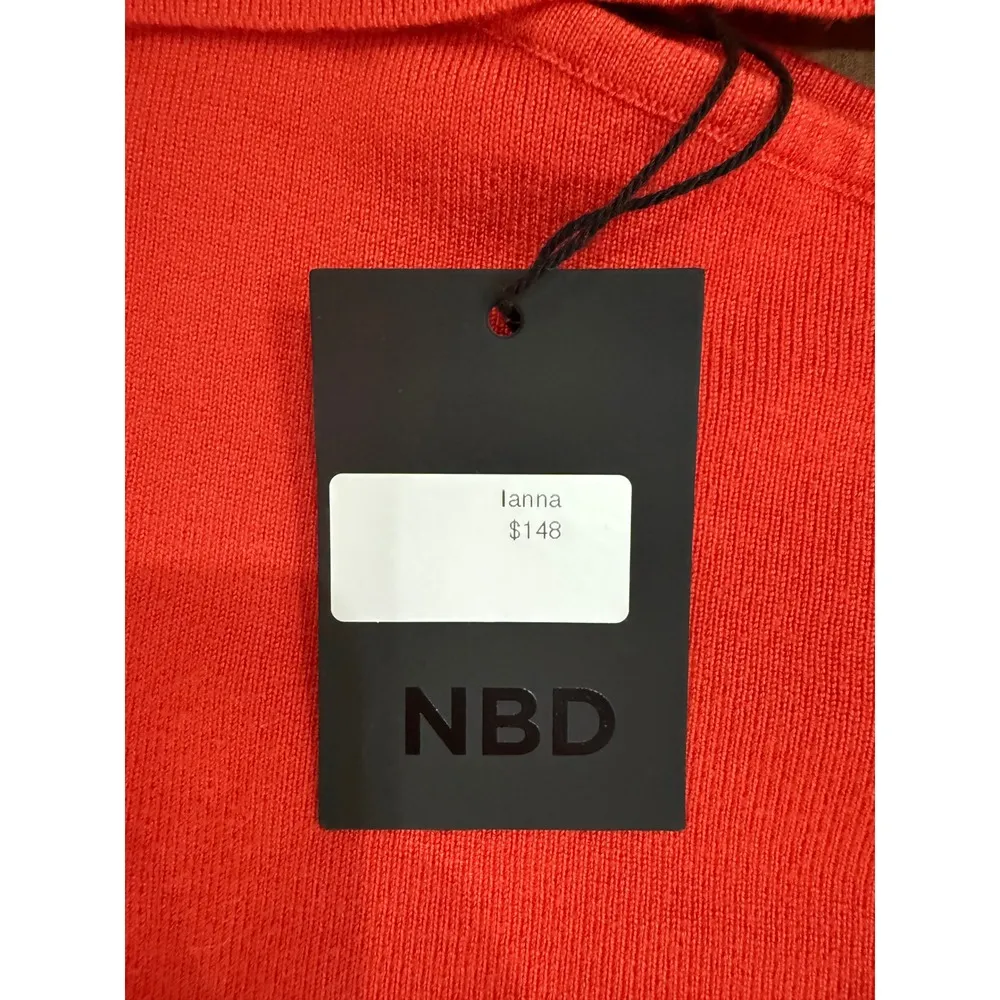 NWT NBD Ianna Dress One Shoulder Sleeveless Bodycon Mini Blood Orange Small $148 - Image 5