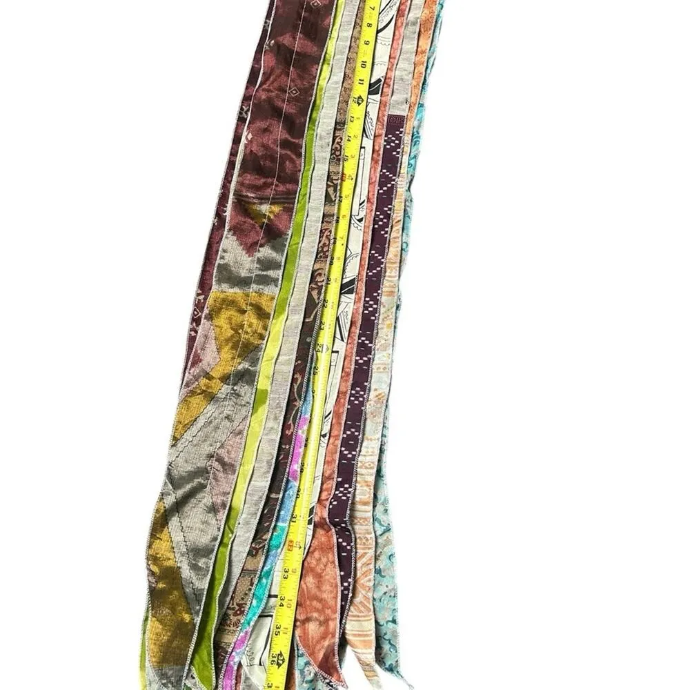 Indian Sari Patches Reversible Scarf, Colorful Striped Scarf - Image 4