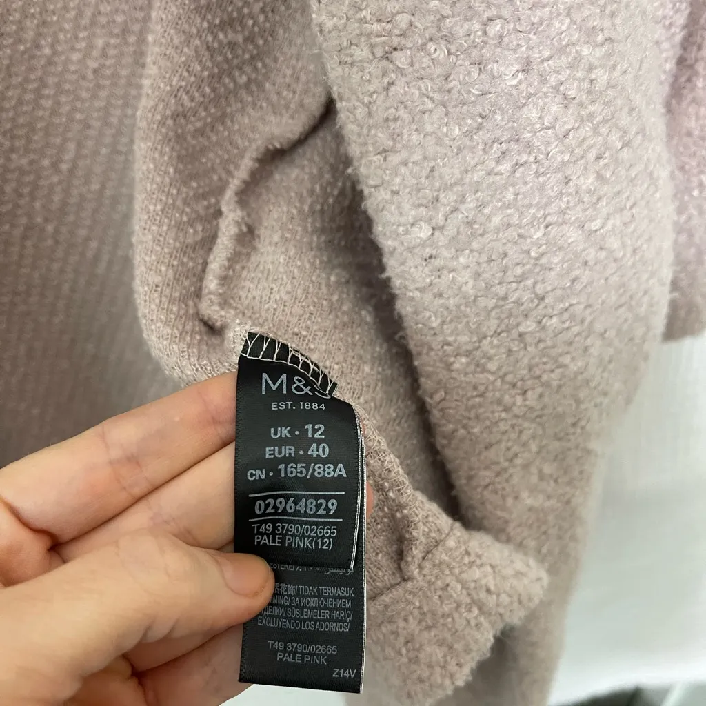 M&S‎ Baby Pink Cardigen Jacket oversized with pockets Size M - Image 2