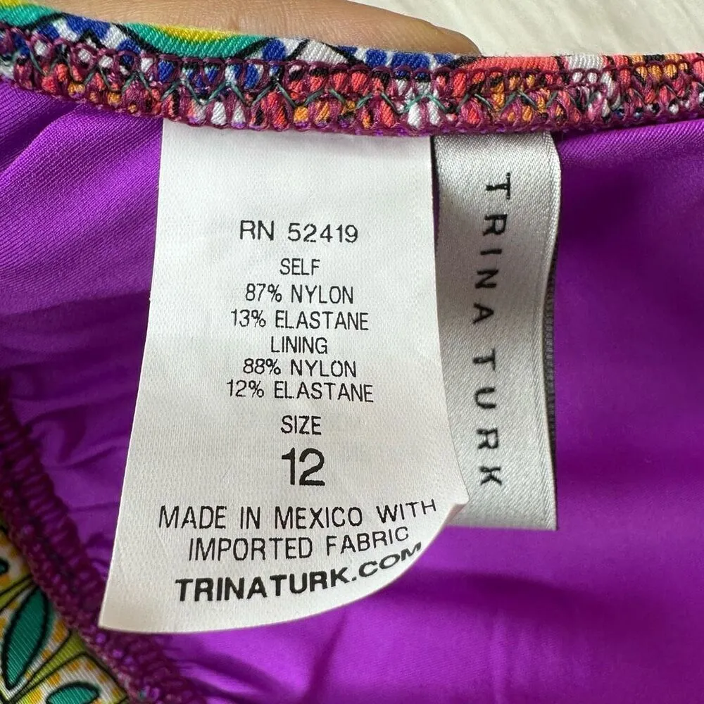 Trina Turk Folkloric Festival Halter Tie Back Bikini Top Size 12 - Image 5