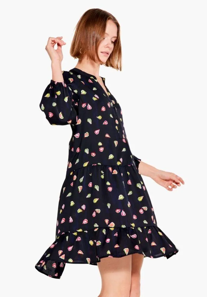 Nic+Zoe Tiered Long-Sleeve Dress w/Mandarin Collar, Black Multi, Size L NWT $188 - Image 6