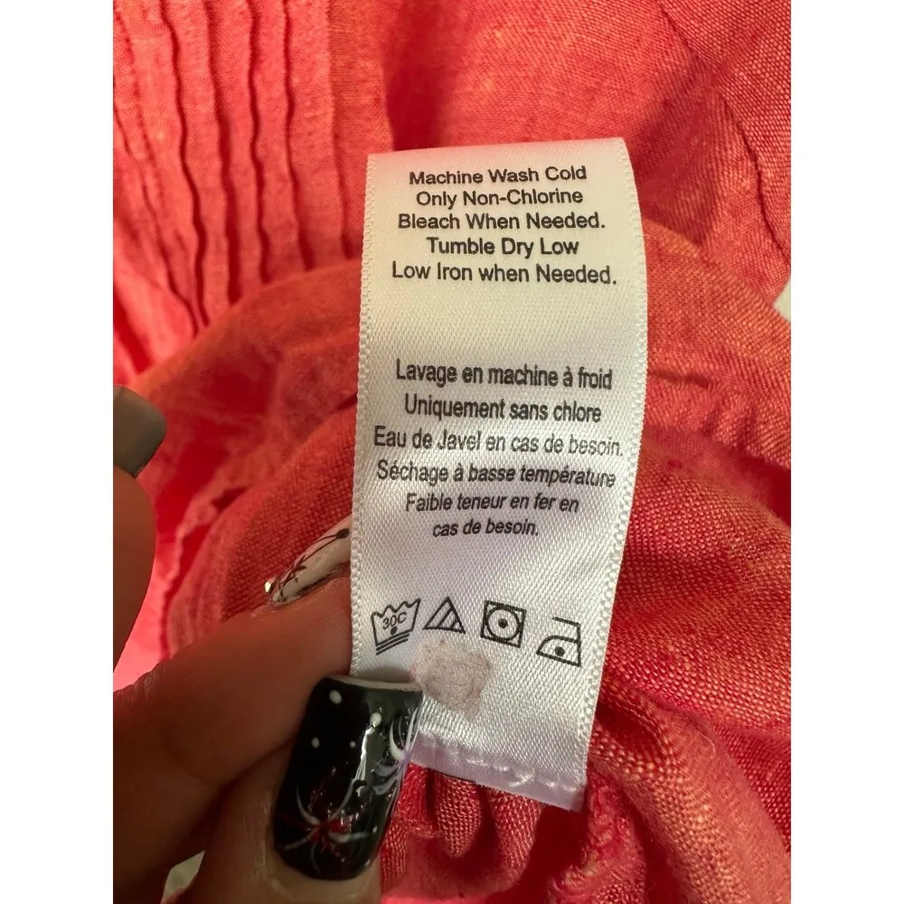 Coldwater Creek Women's 100% Linen Front Piping Pullover Mandarin Collar Blouse - Image 7