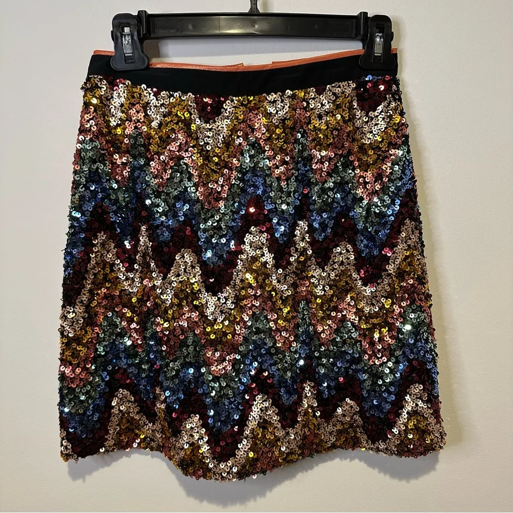 maeve by anthropologie zig zag sequin skirt size 0 - Image 2