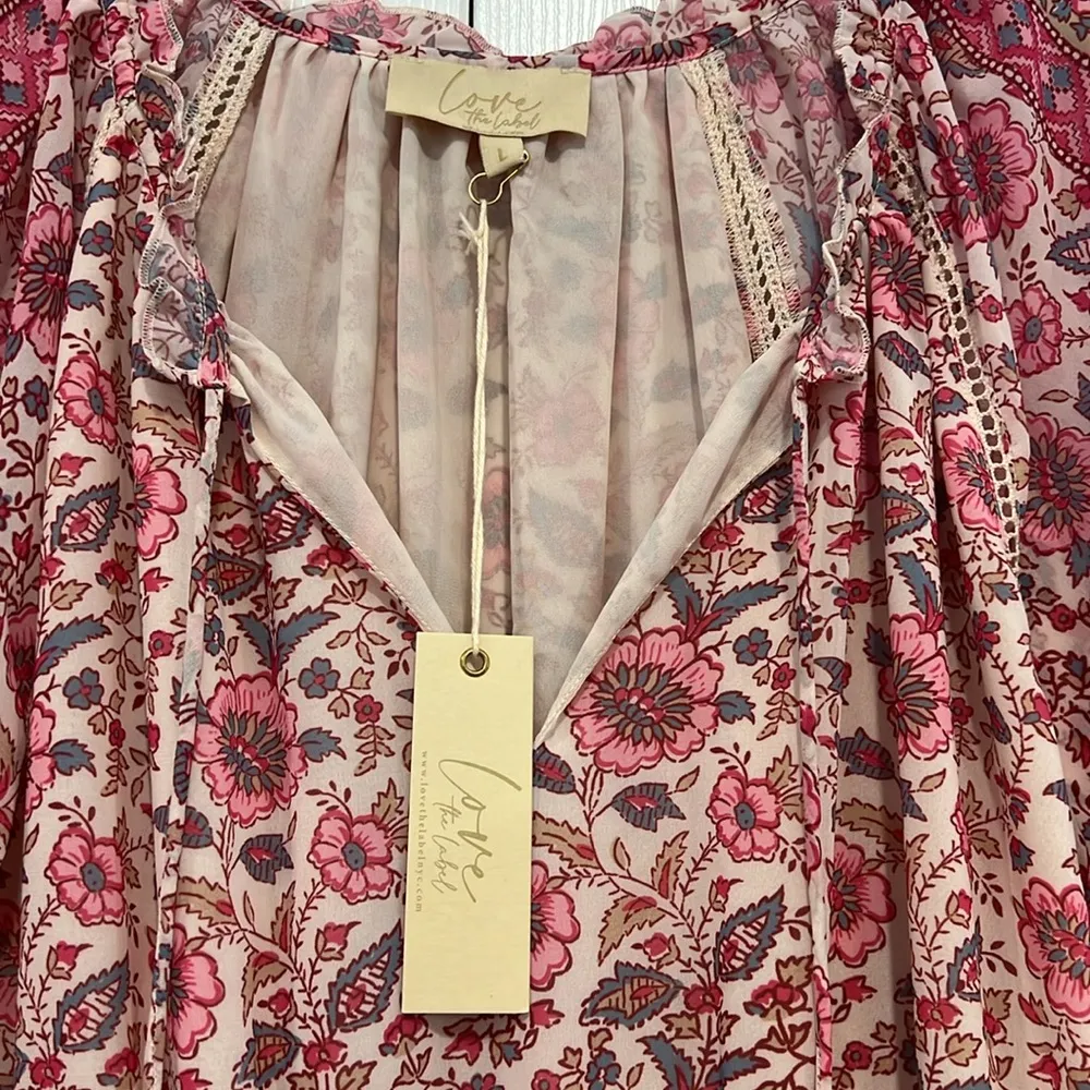 love the label Tippy Border Dress Pink Floral Womens Size Large - Image 7