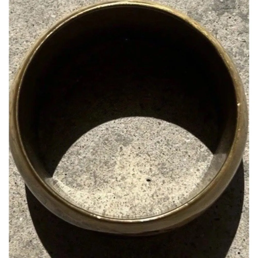 Vintage Peacock Feather Brass & Cloisonne Chunky Bangle Bracelet Women’s sz 8" Brown - Image 6