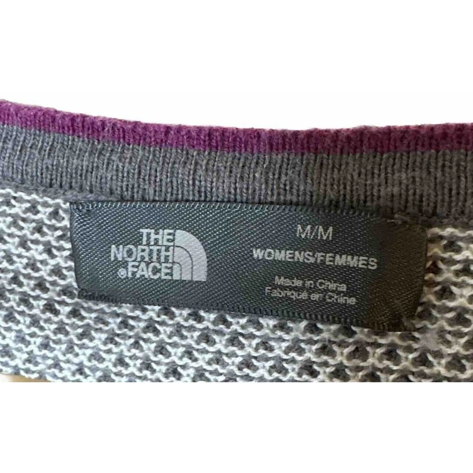 North Face Women Medium Sweater Gray Houndstooth Preppy Outdoors Light Academia - Image 3