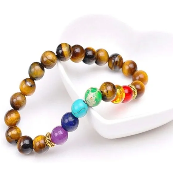 Beaded Chakra Bracelet Brown - Image 2
