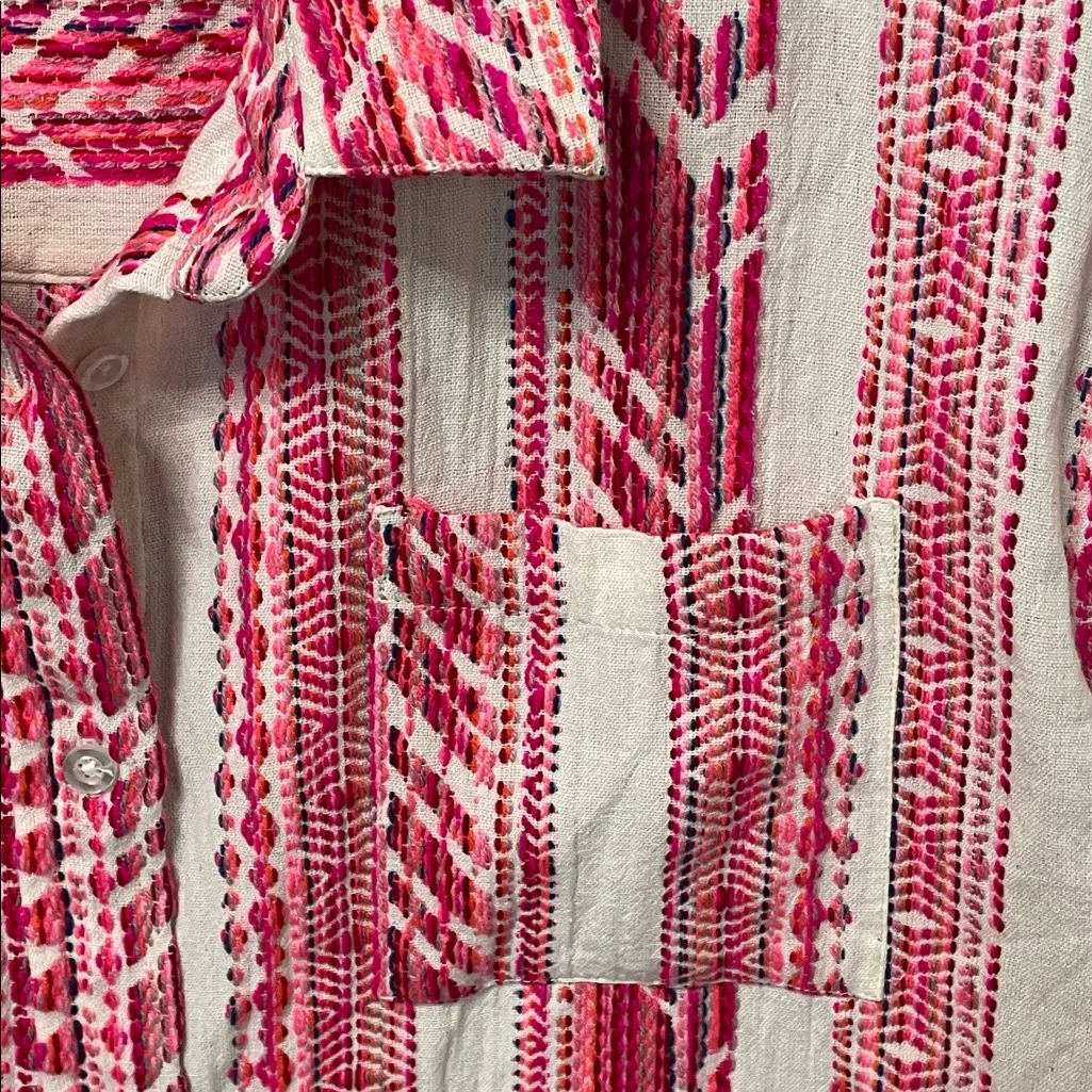 En Crème Embroidered Pink Button Down Shirt Size undefined - Image 3