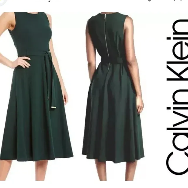 Calvin Klein Dark Green Midi Skirt - Image 2