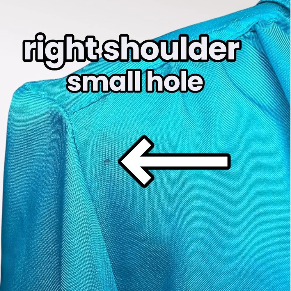 Vintage Blue Satin Button Up Blouse Size Small - Image 7