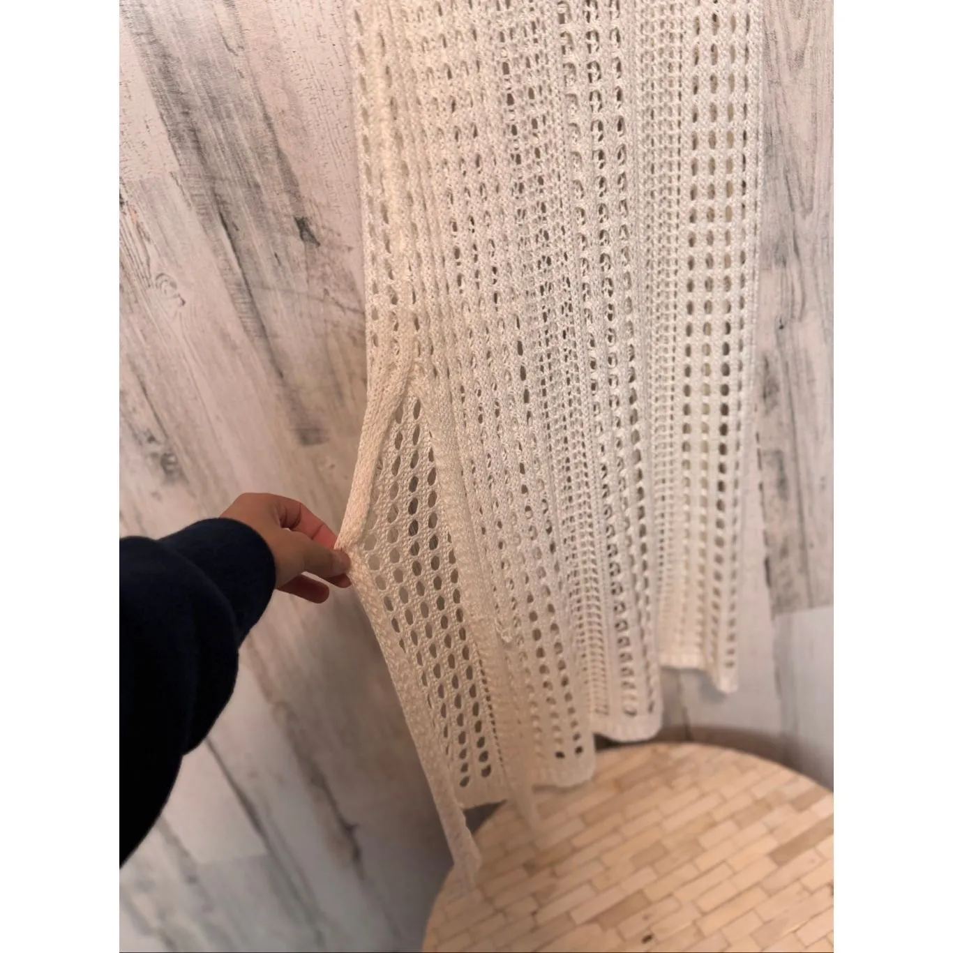 Paradise USA Ivory Knit Maxi Dress | Crochet Beach Cover Up Boho Resortwear Size White Size M - Image 7