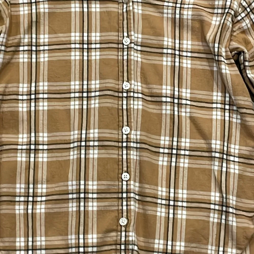 LOFT Tan Plaid Flannel Button Down - Size XS - Image 3