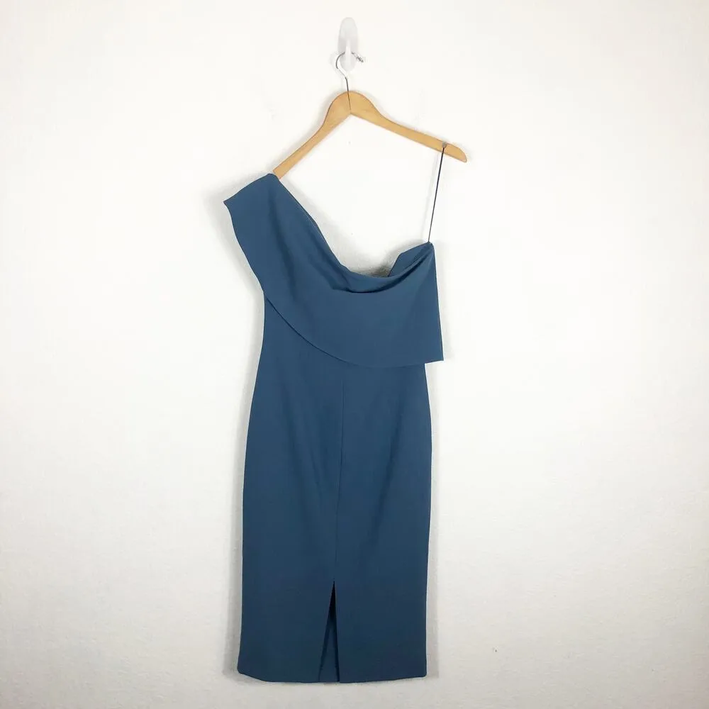 Likely Driggs Strapless Cocktail Dress Size 8 Knee Length One Shoulder Blue - Image 13