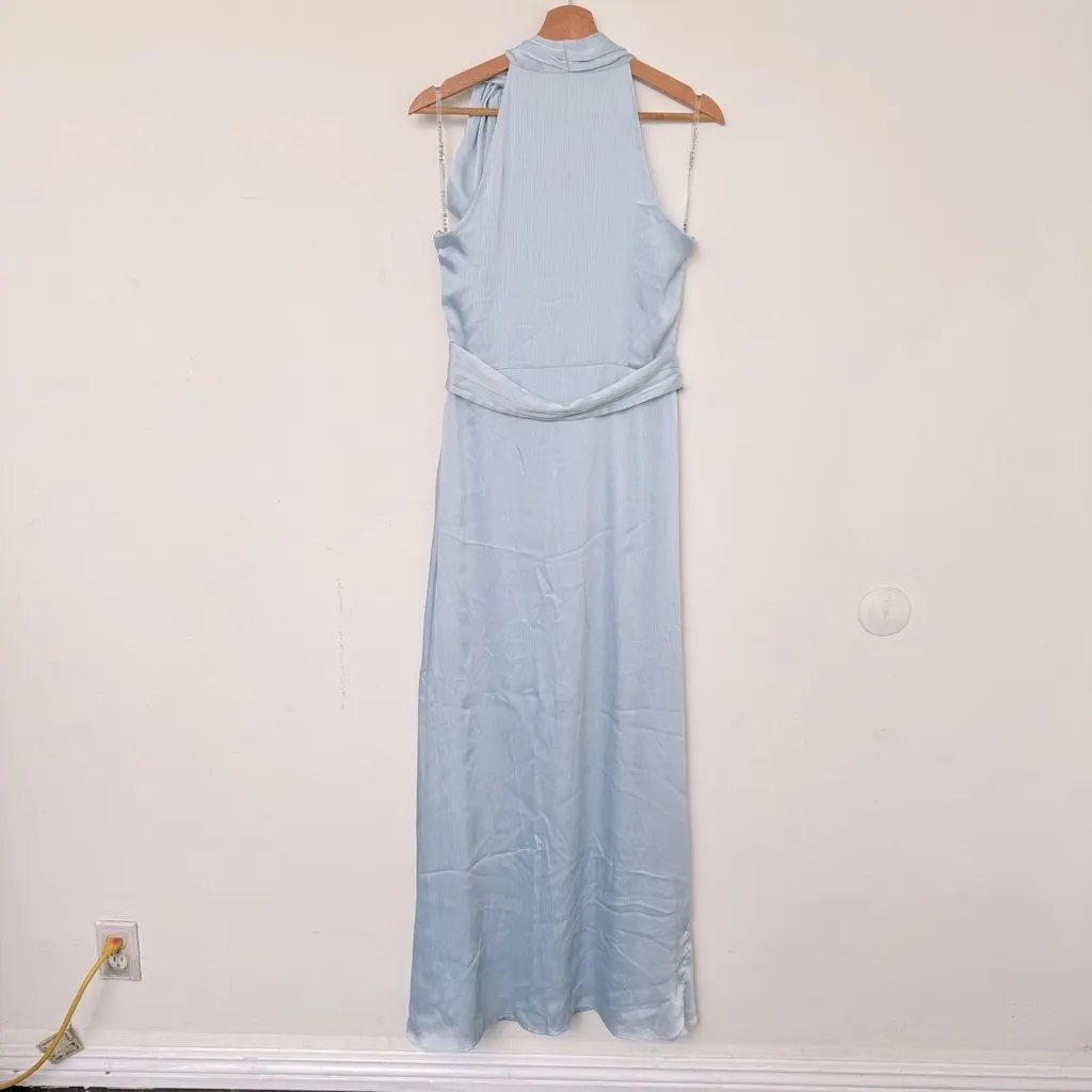 Sachin & Babi Kayla Tie Neck Maxi Crinkle Dress, Ice Blue - Image 7