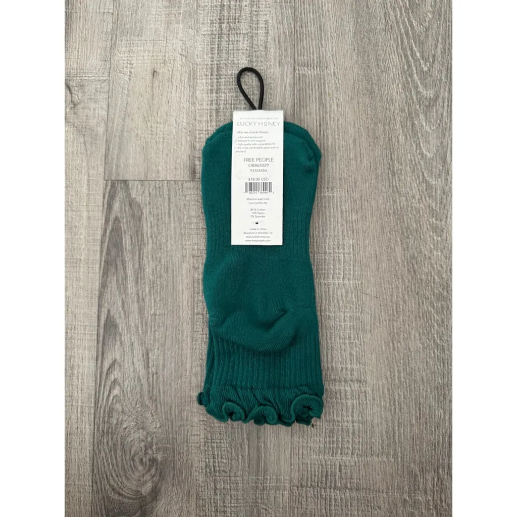 Free People Movement Classic Ruffle Socks NWT Midnight Jade OS - Image 3
