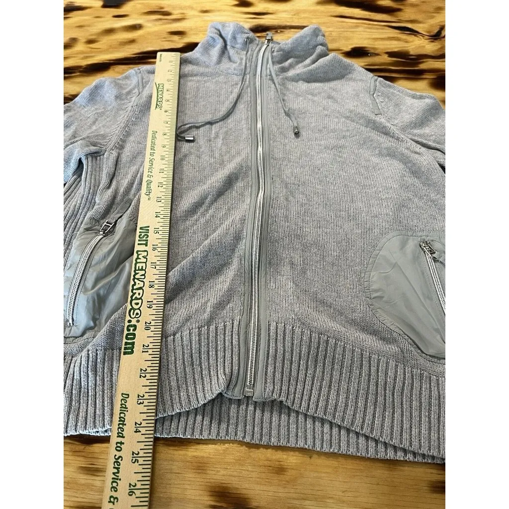 Chicos Zenergy Womens Size 2 Sweatshirt Jacket  Full Zip Gray Long‎ Athleisure - Image 3