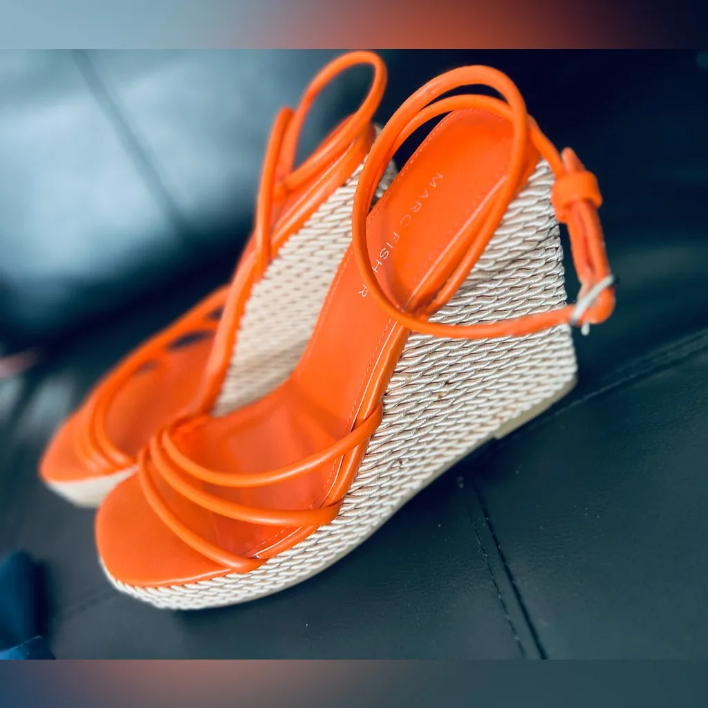 Marc Fisher Zeki Espadrille Wedge Sandal Orange Size 8.5 - Image 2