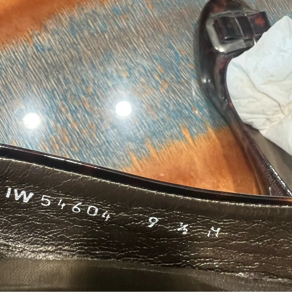 Stuart Weitzman Patent Leather Wedge Shoes Tortoise Shell animal print brown - Image 6