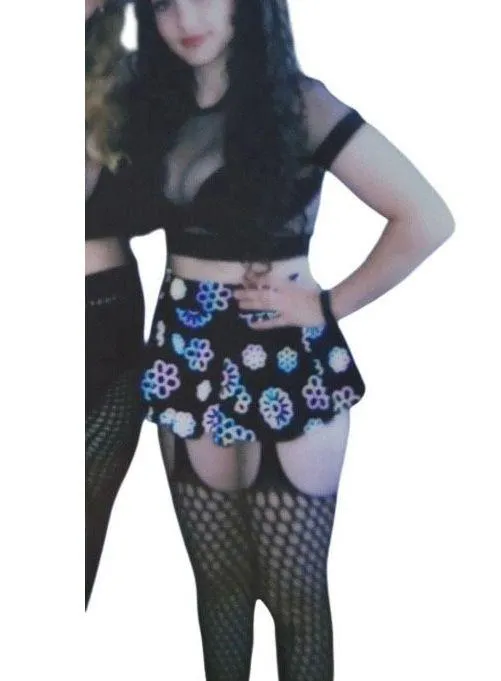 iHeartRaves Rainbow Reflective Daisy Mini Skirt - Size S - Image 3