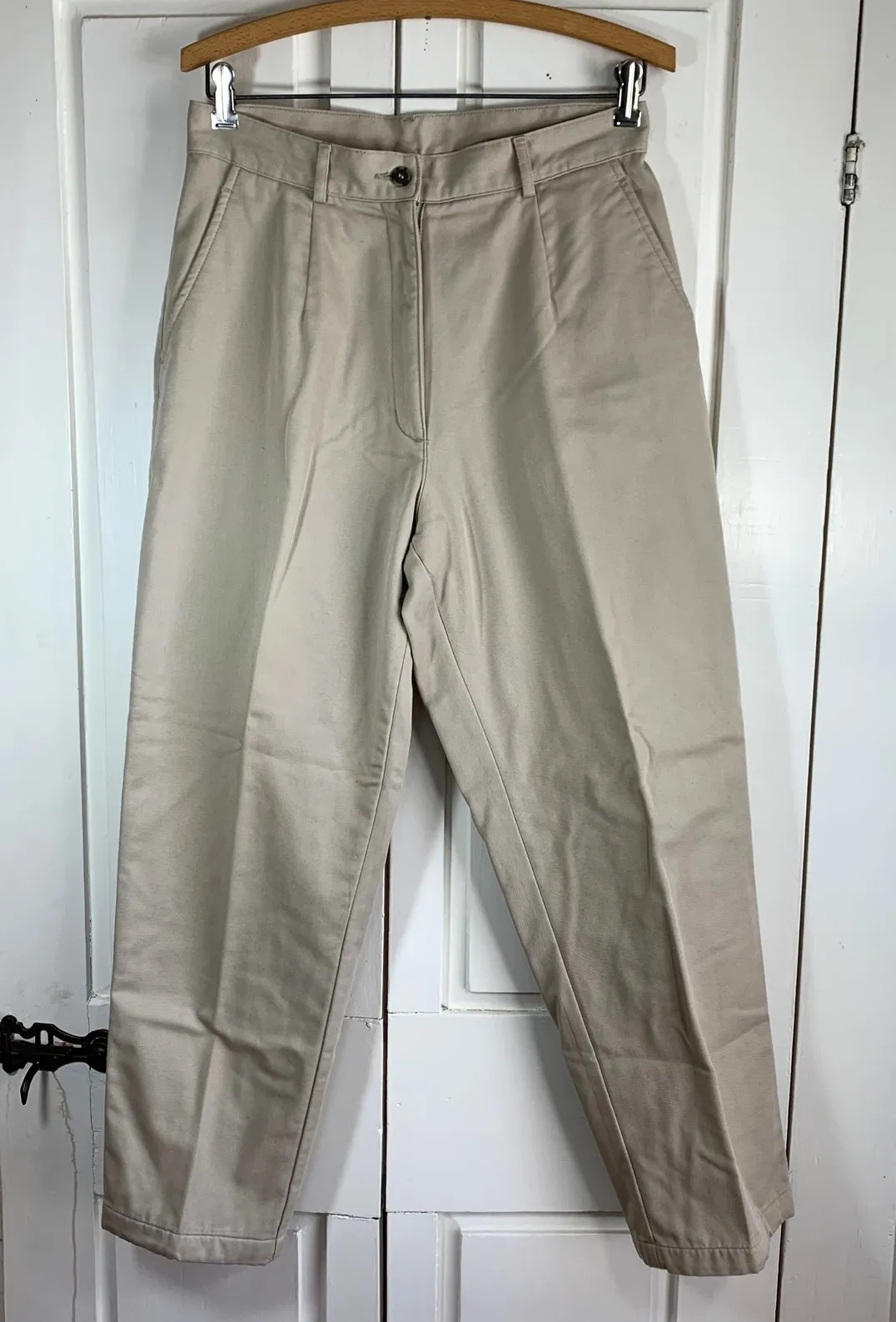 LL Bean Khaki Cotton Flannel Lined Pants Women 10 Petite Warm Preppy Retro Basic Tan Size 10P - Image 1