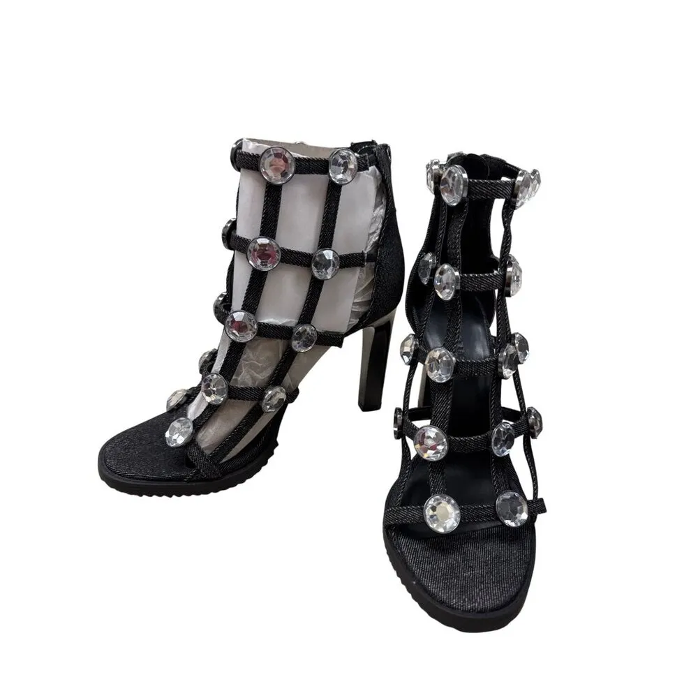 Karl Lagerfeld Paris Womens blue Rhinestone 4 inch Heels Size 7M SKU 7606 - Image 3