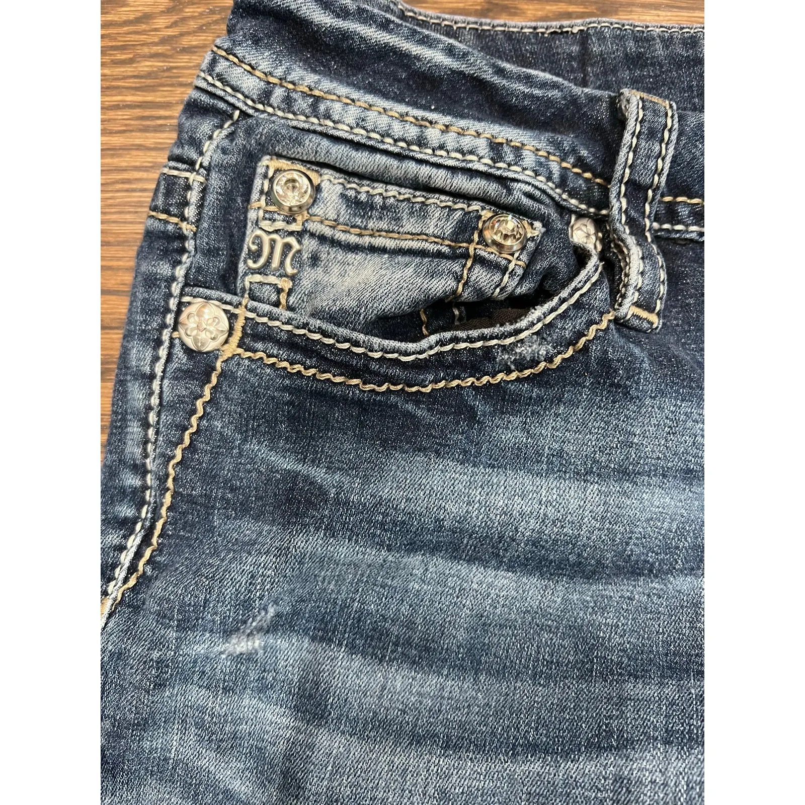 Miss Me Curvy Straight Jeans Size 29L Distressed Blue Denim Inseam 34 Women’s - Image 8