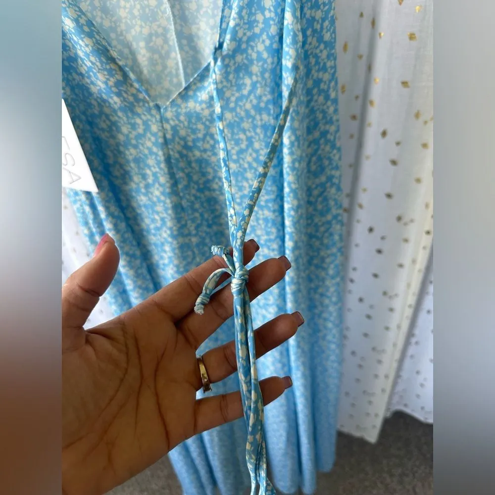 Revolve Resa Hannah NWT Monterey Floral Flowy Midi Slip Dress Cord Belt Sash XS - Image 6