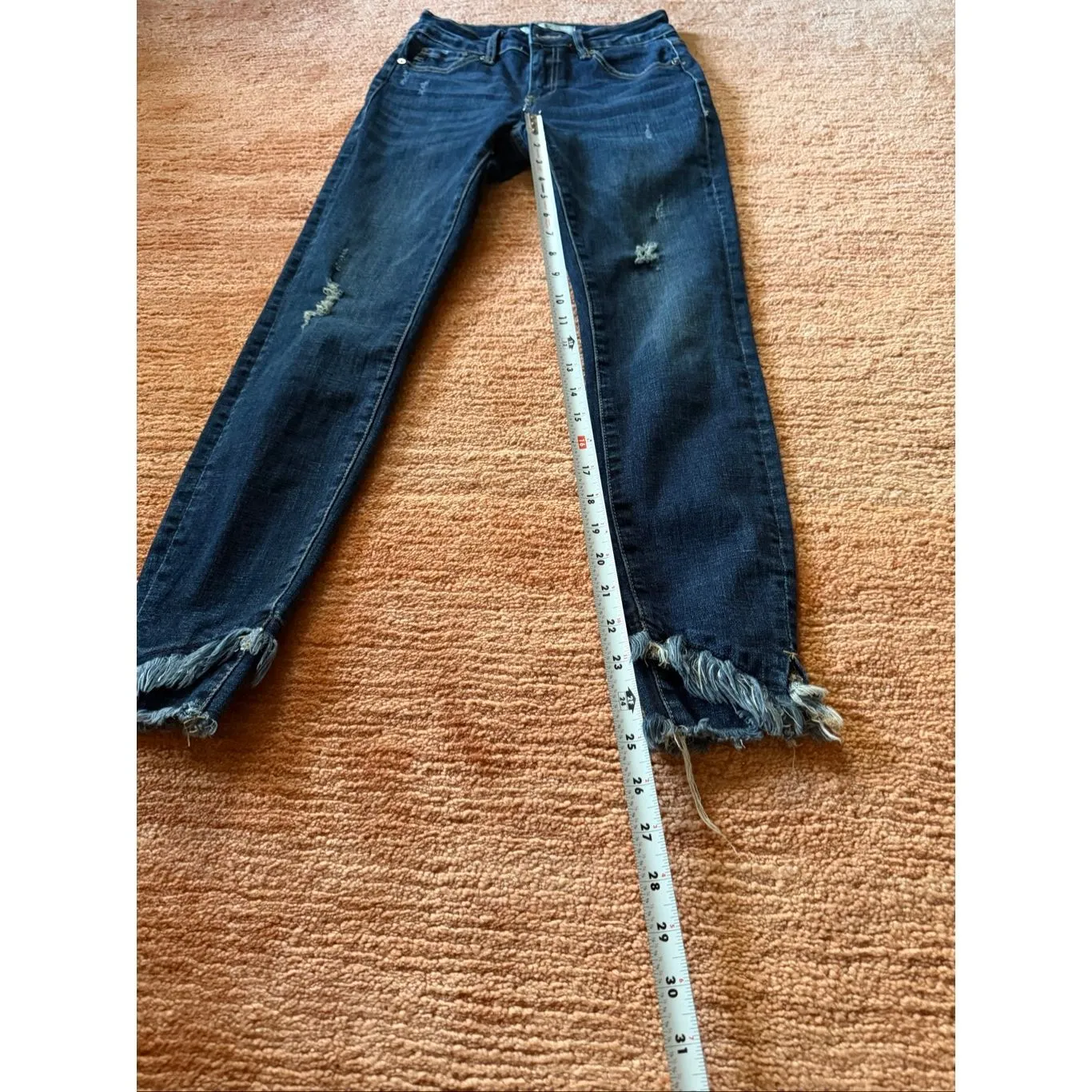 KanCan Women Skinny Jeans Size 3/25 Dark Wash Distressed Raw Hem - Image 7