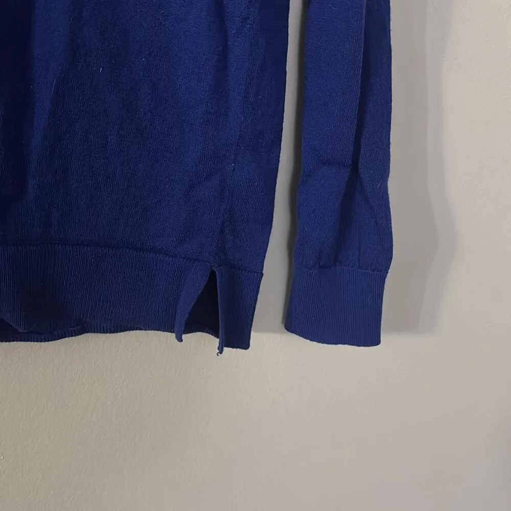 Banana Republic Royal Blue Cobalt V Neck Sweater 100% Merino Wool - Image 3